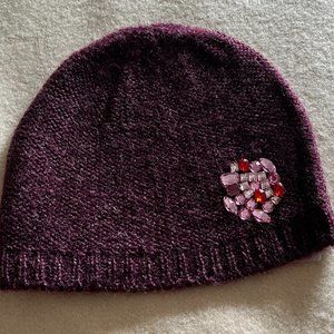 NWOT! Women's Purple Knit Hat w/Embellishment